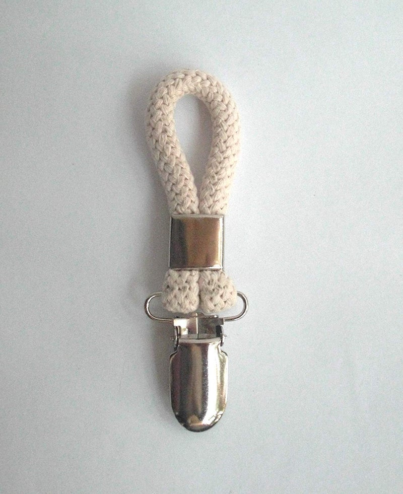 Tredoni 2 Tea Towel Clips - Cloth Hanger Holder Brackets - Braided Cotton Loop, Ivory - Image 3